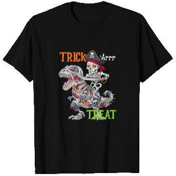 Discover Halloween Mummy T rex Pirate Skeleton Trick Treat T Shirts