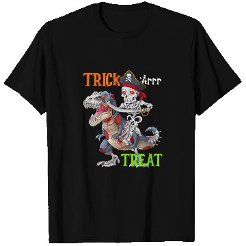 Discover Halloween Zombie T rex Pirate Skeleton Trick Treat T Shirts