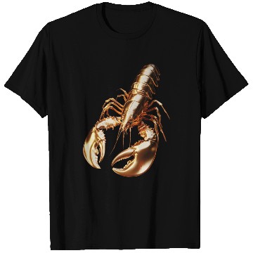 Discover Golden Lobster – Elegant 3D Sea Animal Art T Shirts