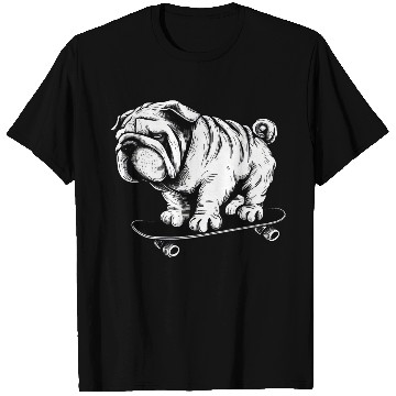 Discover Pug dog skateboarder street art drawing T Shirts