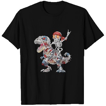 Discover Rocker Skeleton Riding Mummy Dinosaur Halloween T Shirts