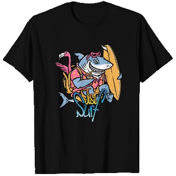 Discover Just Surf – Cool Shark with Surfboard & Flamingo T Shirts