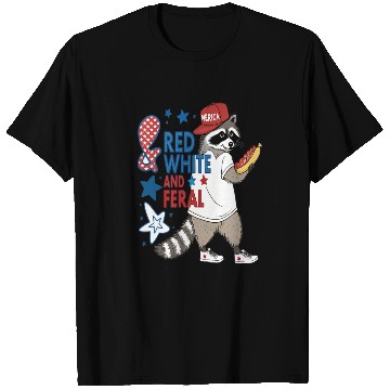 Discover Red White and Feral Funny USA T Shirts