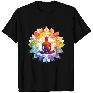 Discover Retro Zen Lotus Meditate Rainbow T Shirts