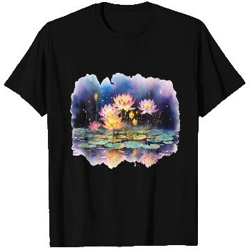 Discover Retro Zen Lotus Firefly Night T Shirts