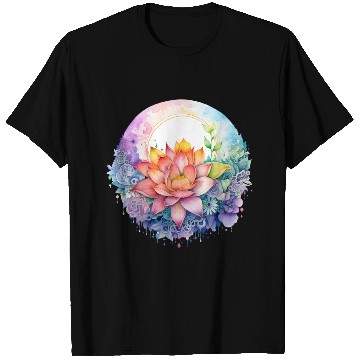 Discover Retro Zen Lotus Mandala Rainbow T Shirts