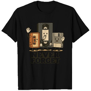 Discover Retro Cassette Tape and Floppy Disk Design T Shirts