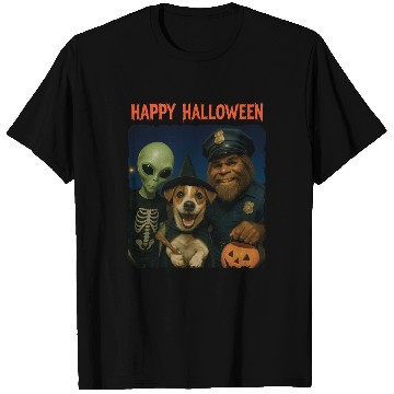 Discover Bigfoot Alien Jack Russell Funny Halloween Trick T Shirts