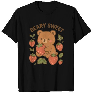 Discover Beary Sweet Cute Bear & Strawberry Graphic T Shirts