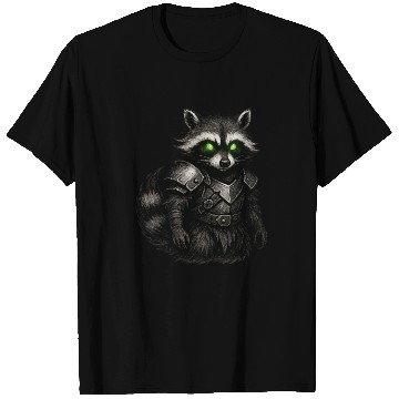 Discover Armored Forest Raccoon – Glowing-Eyed Fantasy Ward T Shirts