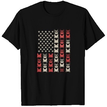 Discover French Bulldog American Flag Paw Print Pattern T Shirts