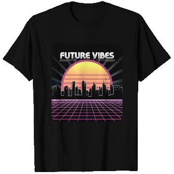 Discover Future Vibes Synthwave Sunset Grid Retro 80s T Shirts