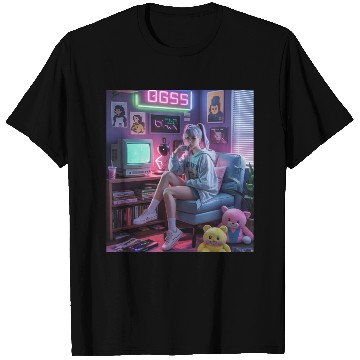 Discover Y2K Gamer Girl Vibes – Retro Tech & Neon Room Aest T Shirts