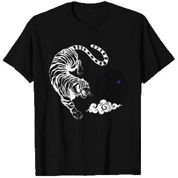 Discover Celestial Pounce: Cosmic Tiger in the Night T Shirts