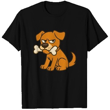 Discover Grumpy Dog with Bone – Cute Cartoon Style T Shirts