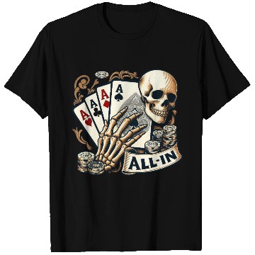 Discover Casino Cards Gambling Skeleton Hand Gothic T Shirts