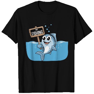 Discover No Fishing – Cartoon Fish Joke T Shirts