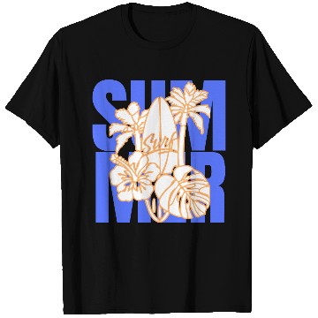 Discover Summer Surfboard & Palm Tree Tropical Design T Shirts