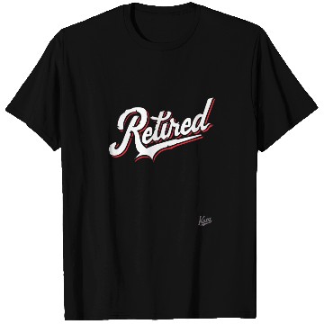 Discover Retro Script “Retired” Text Design T Shirts