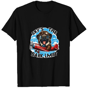 Discover Pug Pilot Bark Limit Cartoon Aviation Design T Shirts