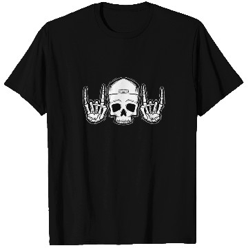 Discover Skull Rock On Skeleton Hands Art T Shirts