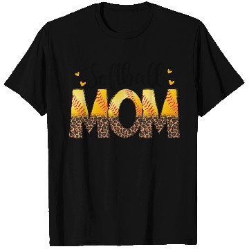 Discover Leopard Softball Mom Hearts Graphic T Shirts