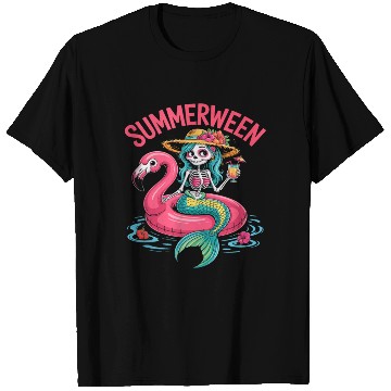 Discover Skeleton Mermaid Flamingo Spooky Summer Party S T Shirts