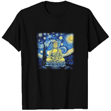 Discover Starry Night Buddha Zen Art Inspired by Van Gogh T Shirts