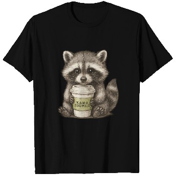 Discover raccoon and coffee - design Kawa Zoomies T Shirts