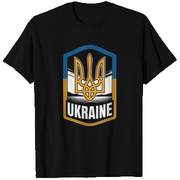 Discover Ukraine Shield Badge Trident Emblem Ukrainian T Shirts
