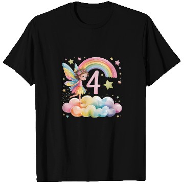 Discover Magical Rainbow Fairy Elf 4th Birthday Girl T Shirts