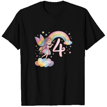 Discover Magical Rainbow Fairy Elf 4th Birthday Girl T Shirts