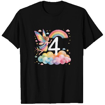 Discover Magical Rainbow Fairy Elf 4th Birthday Girl T Shirts