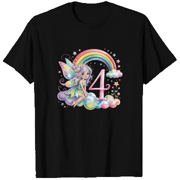 Discover Magical Rainbow Fairy Elf 4th Birthday Girl T Shirts