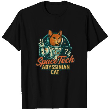 Discover Abyssinian Cat in Space Tech Style T Shirts