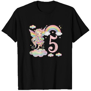 Discover Magical Rainbow Fairy Elf 5th Birthday Girl T Shirts