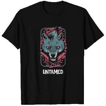 Discover Neon Wolf Portrait Illustration T Shirts