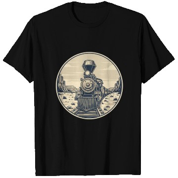 Discover Vintage Western Steam Train Badge T Shirts