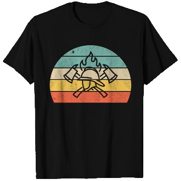 Discover Firefighter Design Helmet and Axes T Shirts