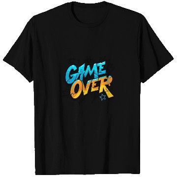 Discover Blue and Yellow Graffiti Game Over T Shirts 2025