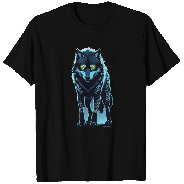 Discover Tribal Night Wolf with Glowing Eyes T Shirts