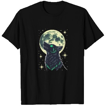 Discover Celestial Howl – Mystical Wolf Under Moonlight T Shirts
