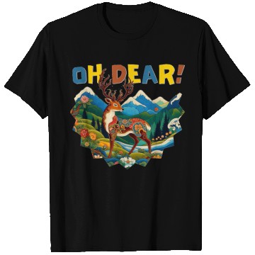 Discover Oh-Dear-Wanderlust-Deer-in-Jungle-Tibetan-Folk-Art T Shirts