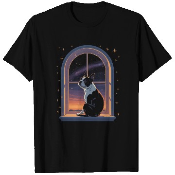 Discover Boston Terrier Star Gazing At Window T Shirts
