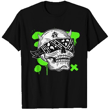 Discover Black Green Streetwear Skull T Shirts 20250712