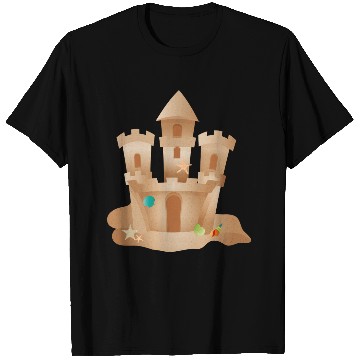 Discover Sandcastle with Shells and Starfish on the Beach T Shirts
