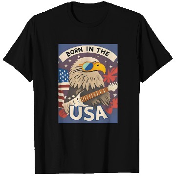 Discover Born in the USA Bald Eagle Rock Guitar T Shirts
