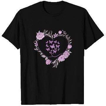 Discover heart with roes frams and butterflies T Shirts
