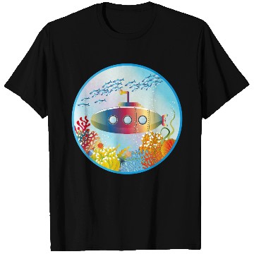 Discover Colorful Submarine in a Tropical Coral Reef T Shirts