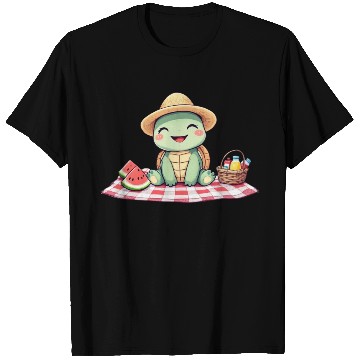 Discover Whimsical Picnic Turtle Illustration T Shirts
